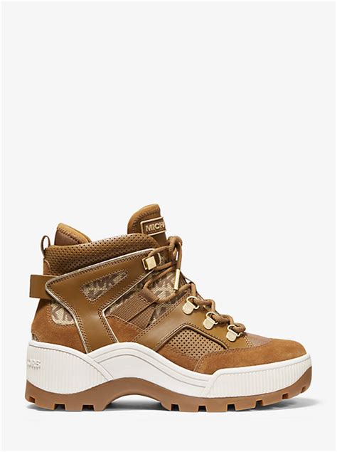 michael kors brooke leather and logo boot|Brooke Leather and Canvas Boot .